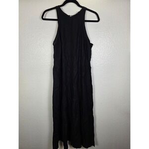Future Collective‎ Black Linen Blend Halter Midi Dress Womens Size 12